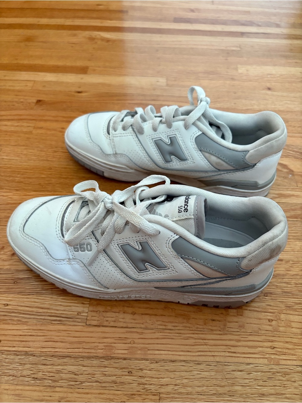 New Balance White and Gray 550 Sneakers